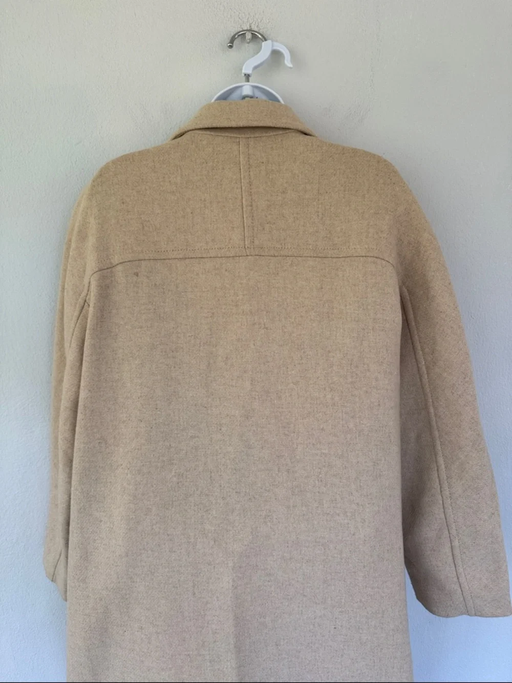 Zara beige cream wool blend longline button up winter peacoat size XS - Picture 12 of 15